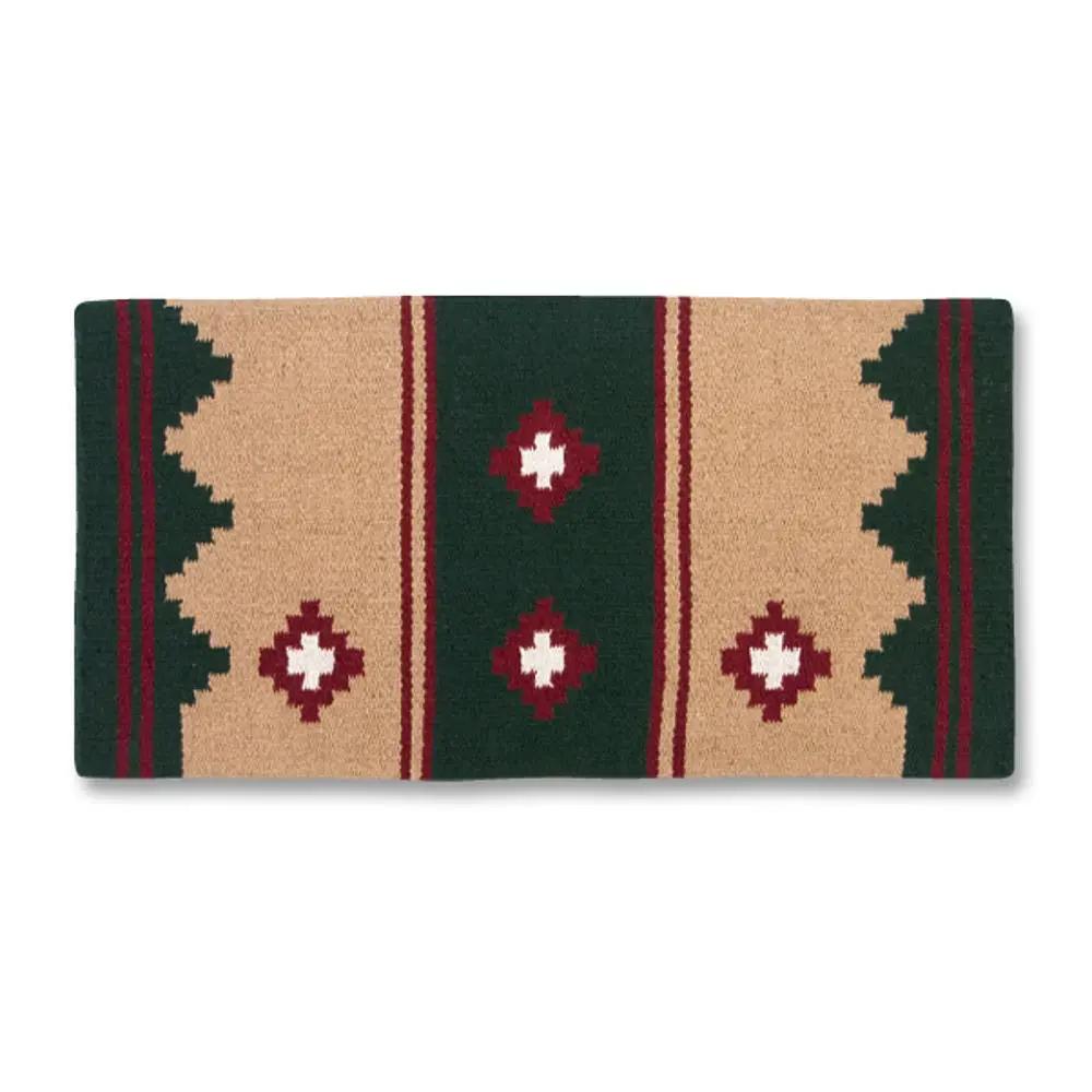 Mayatex Apache Weave Saddle Blanket 34x36 acrylic blend green tan red geometric pattern on Tampa Home & Garden Store