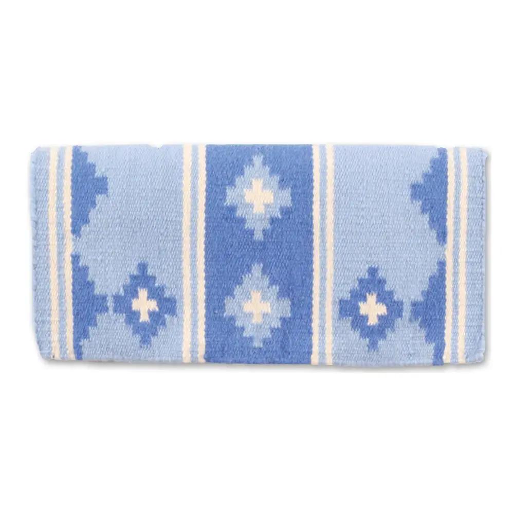 Pony Apache 24x24 Wool Blend Saddle Blanket in light blue with white diamond motifs Mayatex on Tampa Home & Garden Store