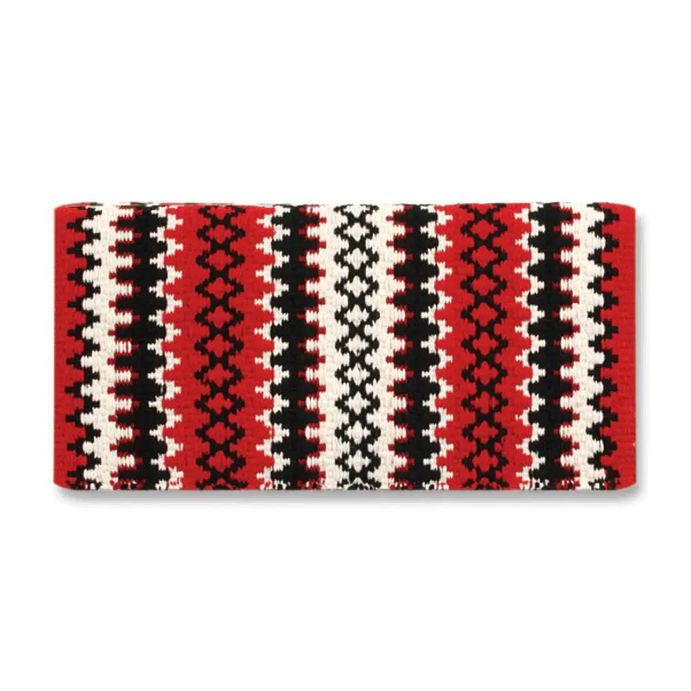 New Zealand wool saddle blanket 38x34 by Mayatex Arroyo Seco red black white geometric on Tampa Home & Garden Store