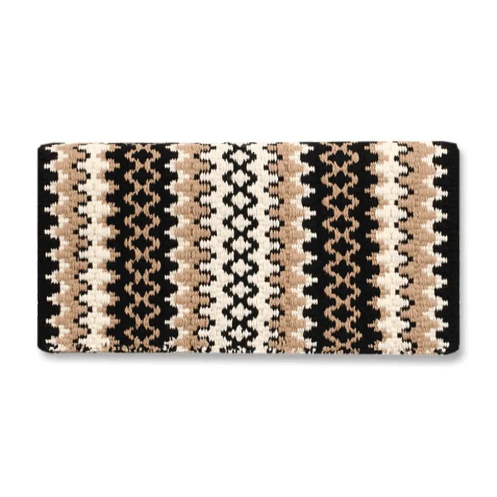 Mayatex Arroyo Seco wool saddle blanket 38x34 black tan white geometric pattern on Tampa Home & Garden Store