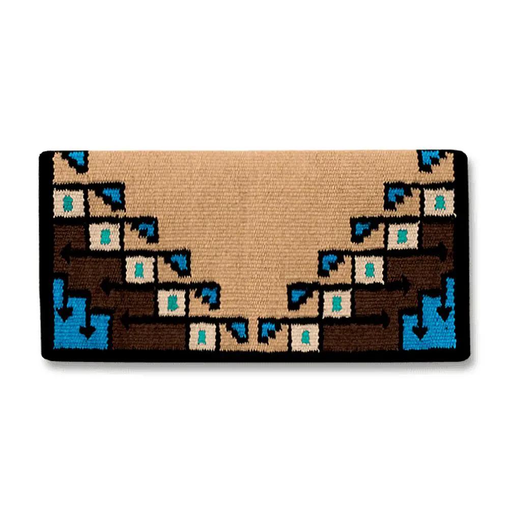 New Pueblo 38x34 New Zealand Wool Saddle Blanket tan with brown and turquoise pattern on Tampa Home & Garden Store