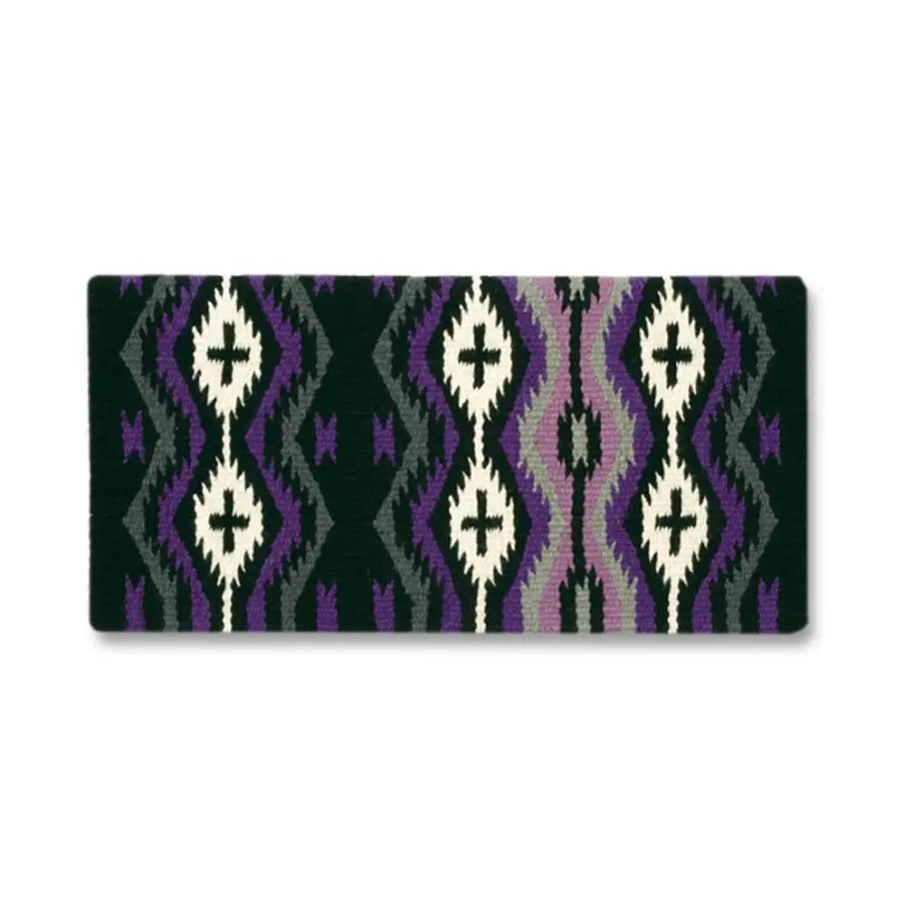 Mayatex Las Cruces 1453-2 Wool Blend Saddle Blanket dark green with purple and white diamonds on Tampa Home & Garden Store