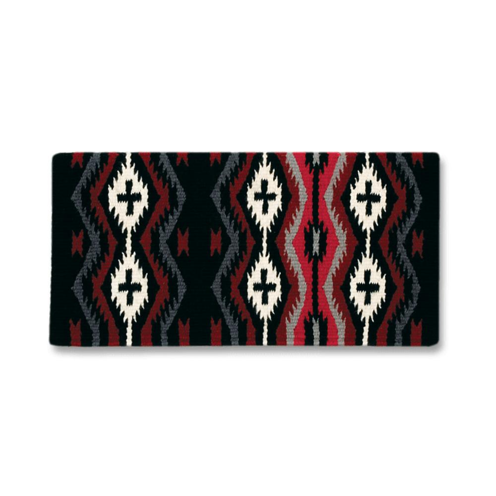 Saddle blanket Mayatex Las Cruces 34x36 wool with black red white geometric pattern on Tampa Home & Garden Store