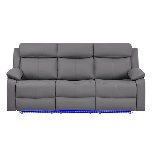 Blanche reclining sofa with LED lights in gray faux leather by HouseOfZazla on Tampa Home & Garden Store