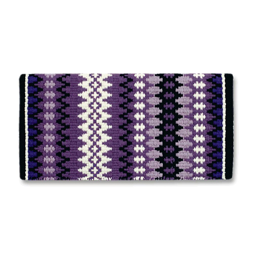 Mayatex Nova 1455-1 saddle blanket 38x34 New Zealand wool purple white black pattern on Tampa Home & Garden Store