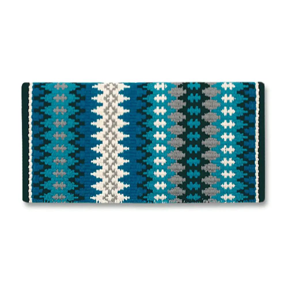 Nova 38x34 New Zealand Wool Saddle Blanket Mayatex teal blue geometric weave on Tampa Home & Garden Store