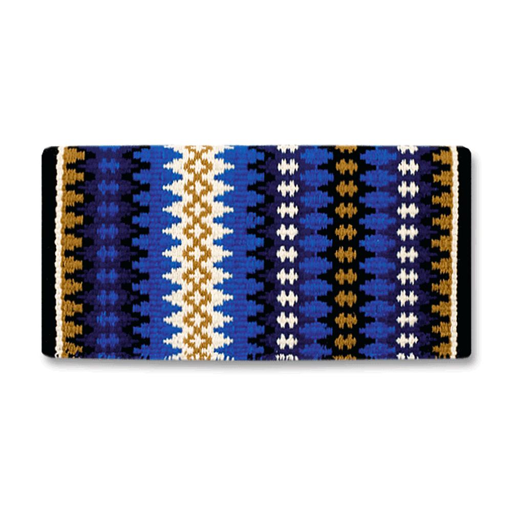 Nova 1455-7 New Zealand Wool Saddle Blanket Mayatex blue with white/tan accents 38x34 saddle pad on Tampa Home & Garden Store