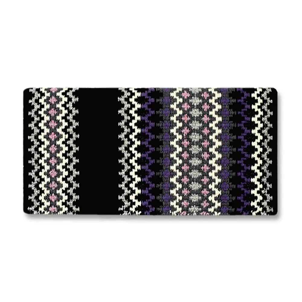 Luna 1456-2 New Zealand Wool saddle blanket by Mayatex, black white purple pink zigzag on Tampa Home & Garden Store