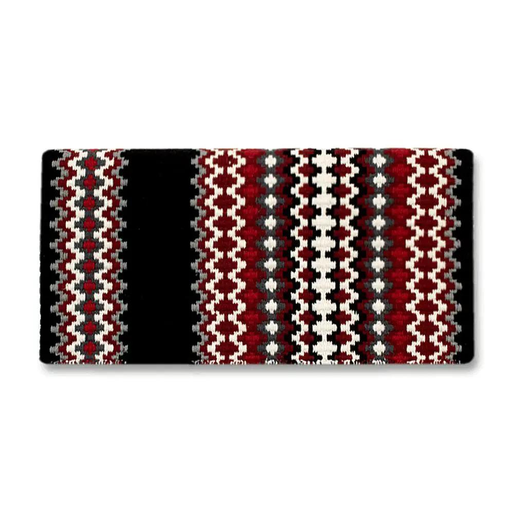 Mayatex Gemini 1458 wool saddle blanket 34x40 with black red white zigzag weave on Tampa Home & Garden Store