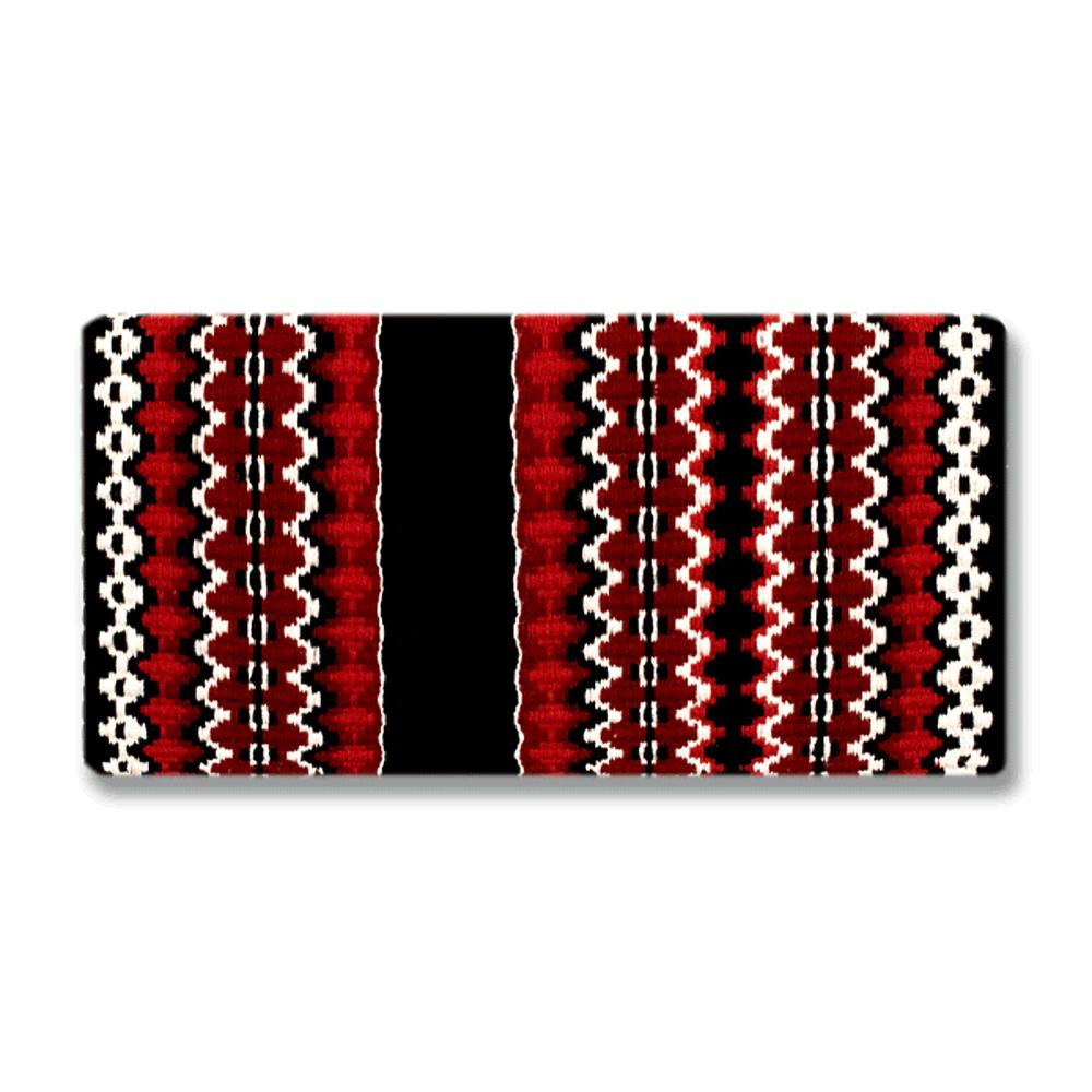 Mayatex Branding Iron 1459 saddle blanket wool blend, 34in, red black white stripe pattern on Tampa Home & Garden Store