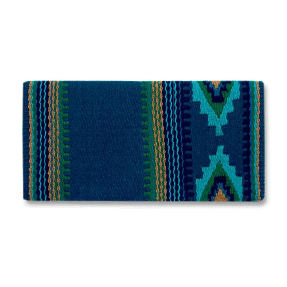 Mayatex Firecracker 1461-5 New Zealand wool saddle blanket in deep blue with turquoise accents on Tampa Home & Garden Store