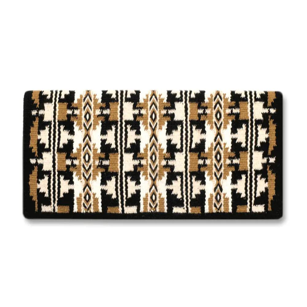 Mayatex Broken Arrow 38x34 wool blend saddle blanket in black tan ivory geometric pattern on Tampa Home & Garden Store
