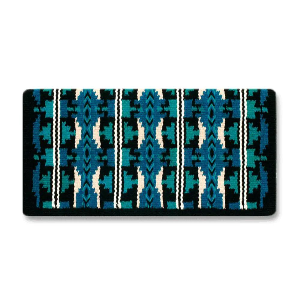 Broken Arrow 38x34 NZ Wool Saddle Blanket Mayatex teal geometric pattern on Tampa Home & Garden Store
