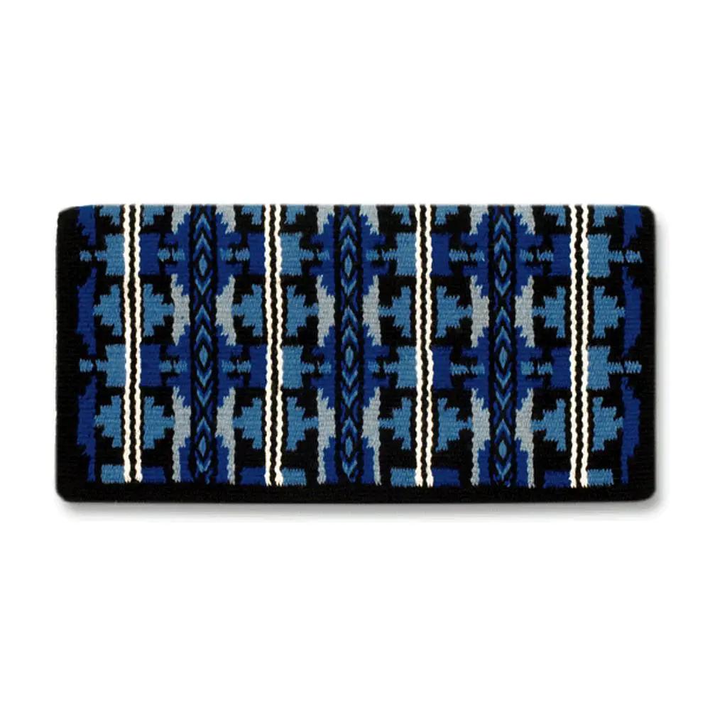 Broken Arrow NZ Wool saddle blanket by Mayatex 38x34 in blue black geometric pattern on Tampa Home & Garden Store