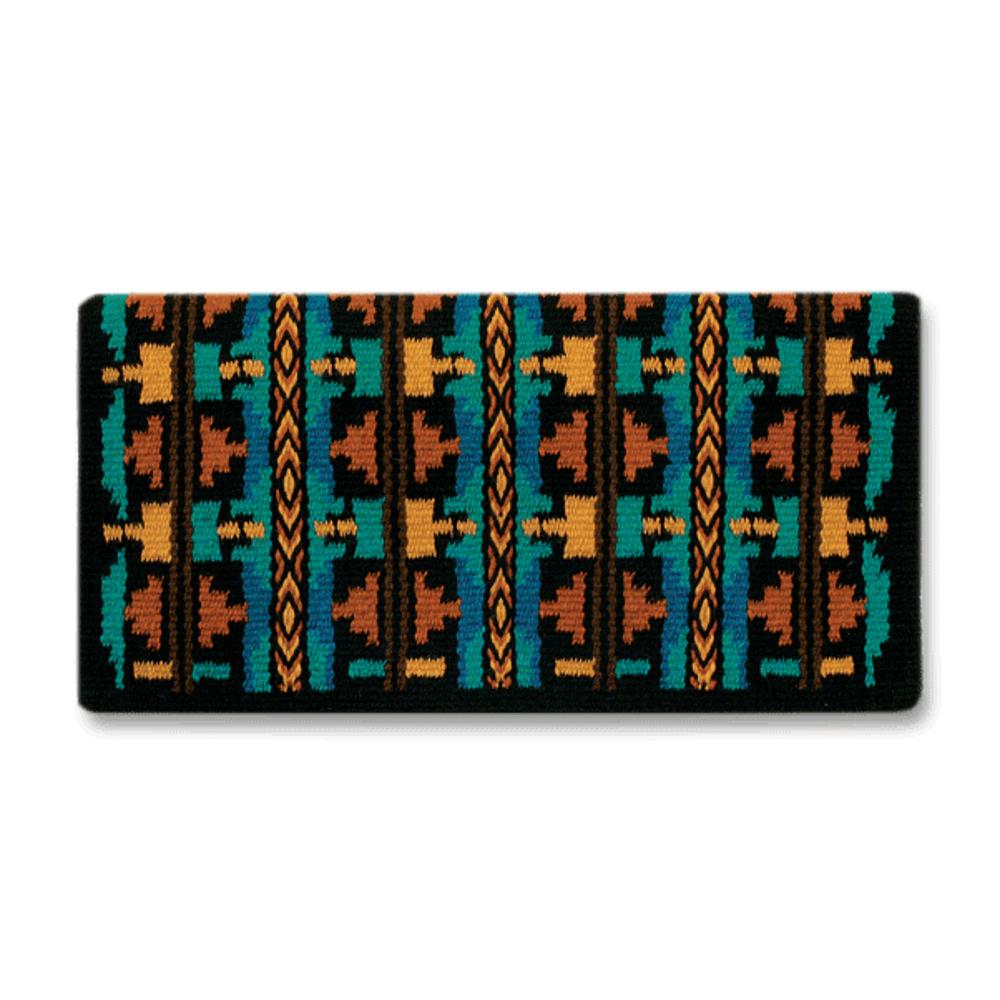 Mayatex Broken Arrow 1464-13 NZ wool saddle blanket 38x34 teal orange pattern on Tampa Home & Garden Store