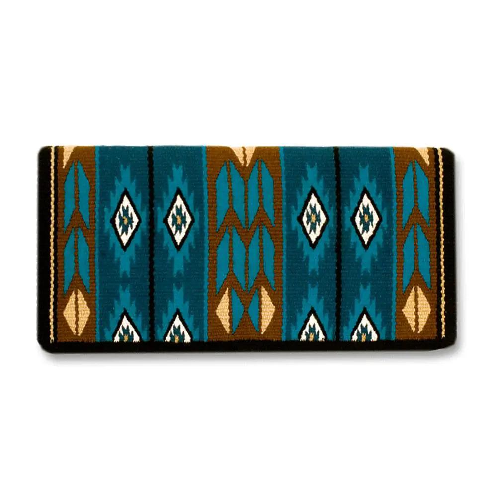 Flying Eagle 38x34 Mayatex wool saddle blanket in turquoise brown geometric pattern on Tampa Home & Garden Store