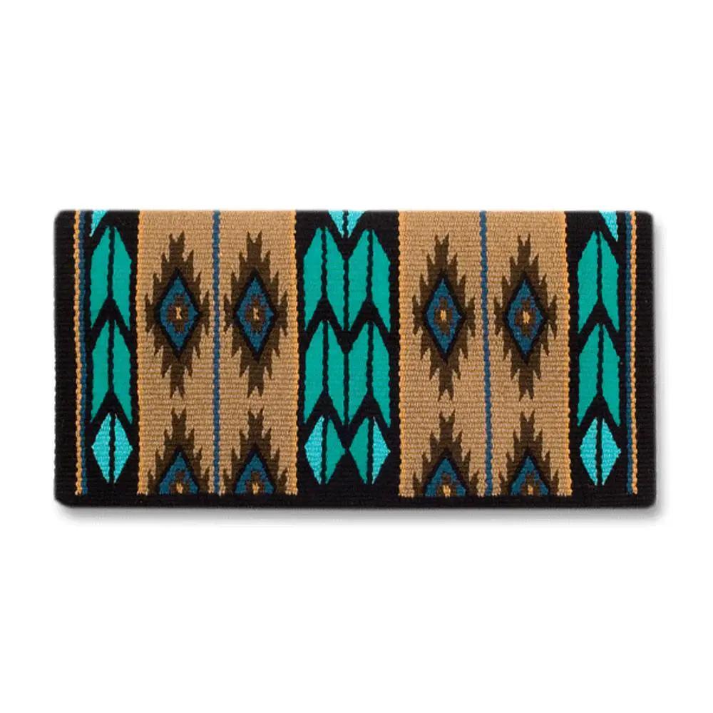 Flying Eagle 38x34 Mayatex Wool Saddle Blanket turquoise tan geometric pattern on Tampa Home & Garden Store