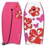 Lightweight bodyboard DirectDeals 2 pink and white hibiscus graphic bodyboards with leash on Tampa Home & Garden Store