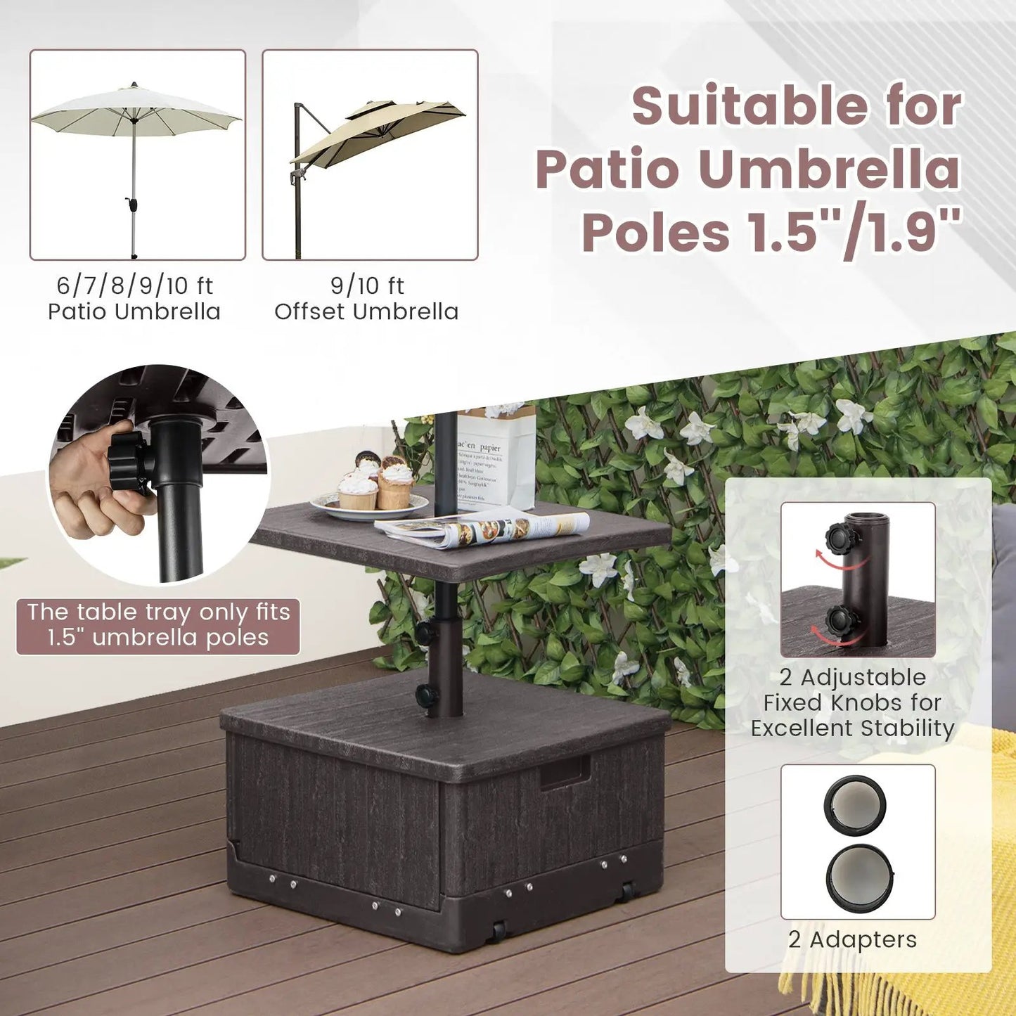 175 Lbs outdoor fillable umbrella base table tray brown DirectDeals on Tampa Home & Garden Store
