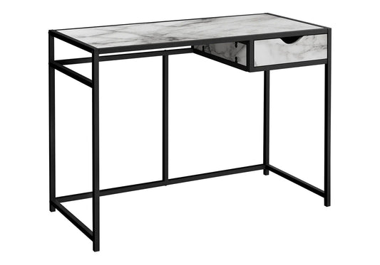 Writing Desk black metal frame with white marble top, 1 drawer Unique Piece Furniture on Tampa Home & Garden Store