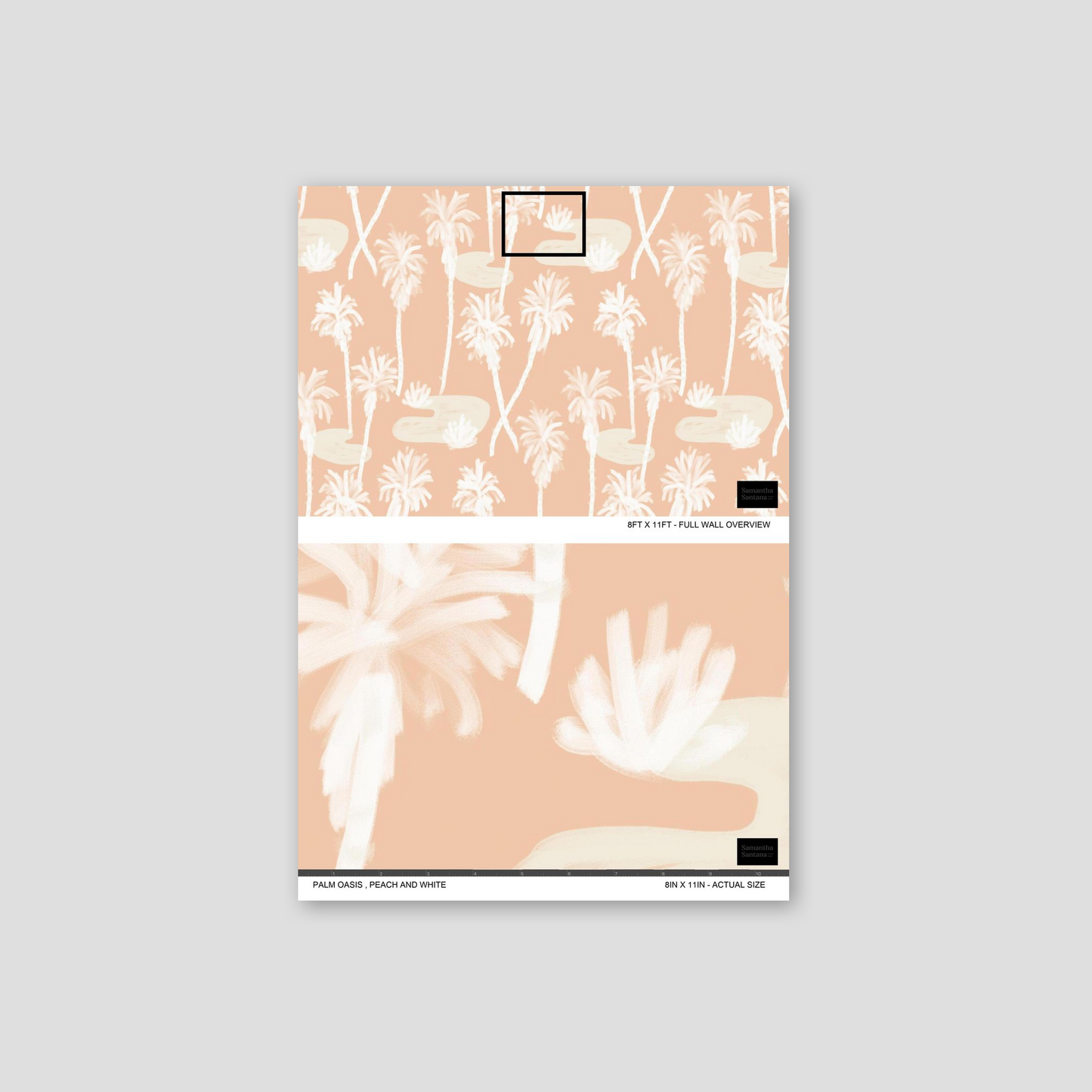 Wallpaper Palm Oasis Peach and White by Samantha Santana Creative peach palm pattern on Tampa Home & Garden Store