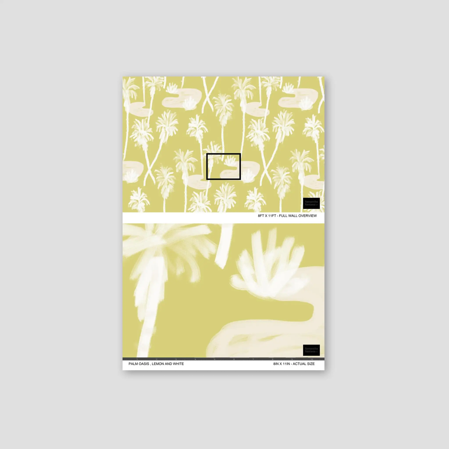 Wallpaper Palm Oasis Lemon and White palm tree pattern on olive background Samantha Santana on Tampa Home & Garden Store