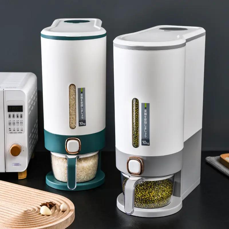 2 white automatic rice storage buckets with insect-proof lids on Tampa Home & Garden Store