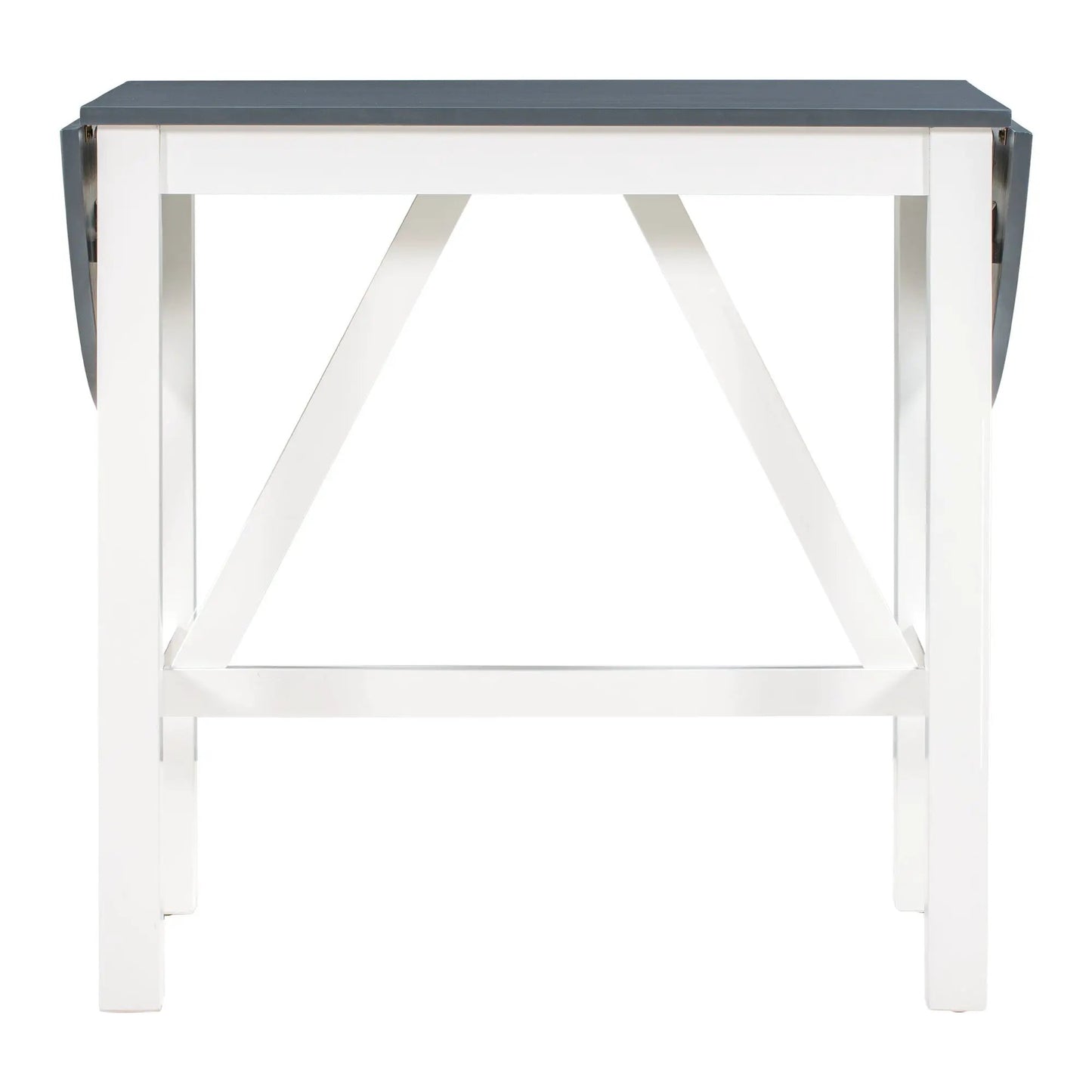 Ensemble table de salle à manger avec rallonge TOPMAX 3 pièces en bois hauteur comptoir et 2 chaises de salle à manger rembourrées pour petits espaces Blanc+Gris