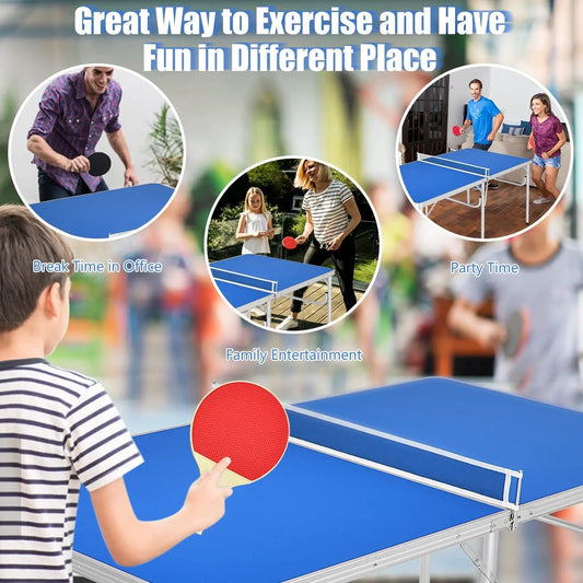 60 Inch Portable Ping Pong Table with Accessories blue surface DirectDeals on Tampa Home & Garden Store