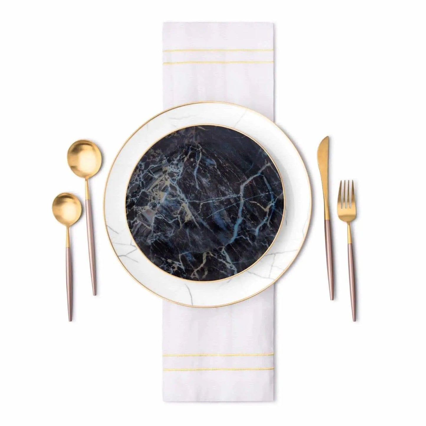 Black Marble Accent Salad Plate-Set of 4 - Tampa Home & Garden Store