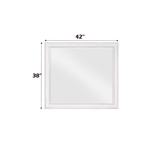 Weathered Mirror with Beveled Edge - White, 42x38 in, HouseOfZazla on Tampa Home & Garden Store