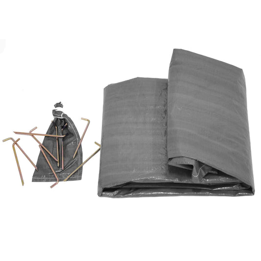 18 ft Altimus Bell Tent Ground Tarp by White Duck Outdoors black groundsheet with stakes on Tampa Home & Garden Store