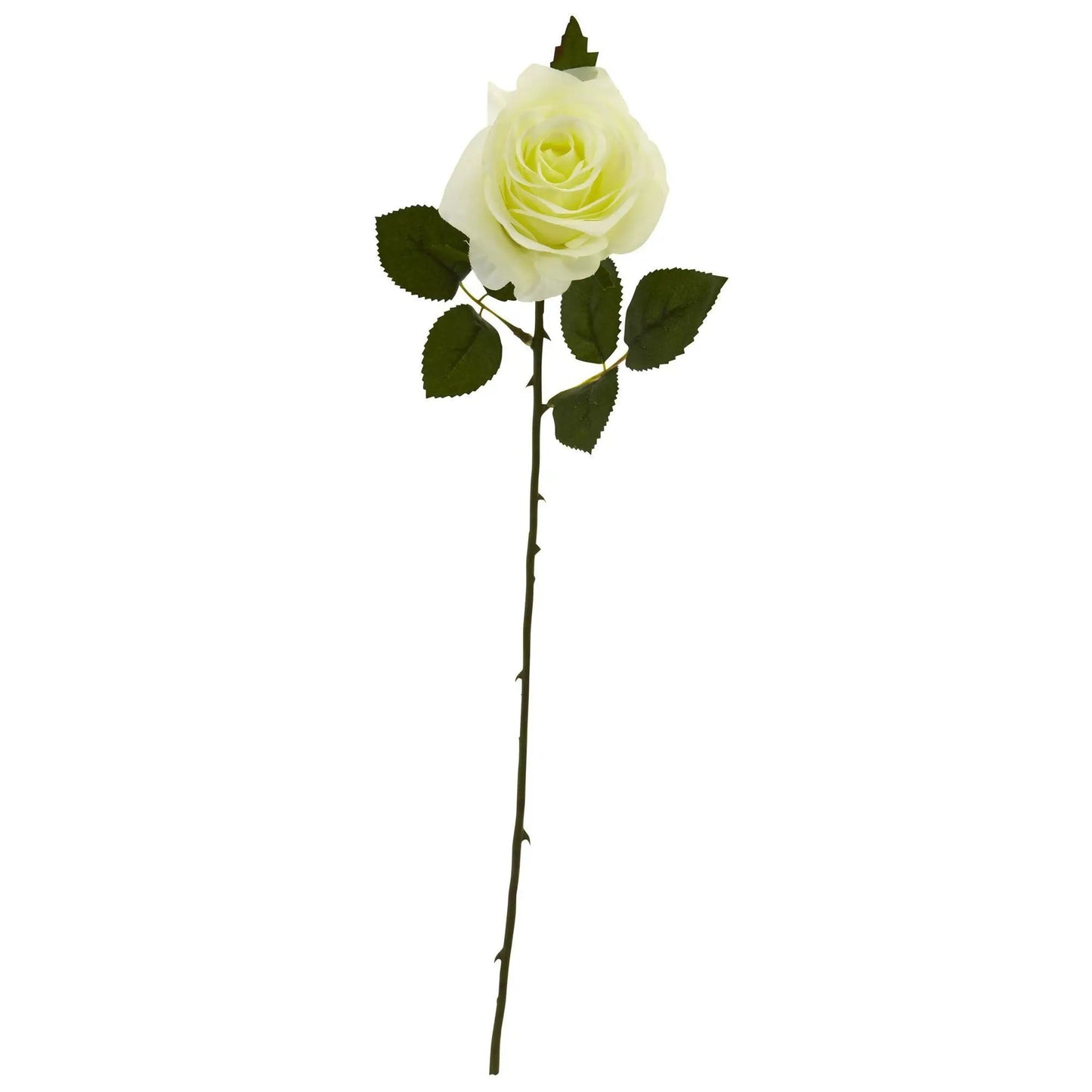 Artificial rose flowers set of 24 in pale yellow with green serrated leaves on stems on Tampa Home & Garden Store
