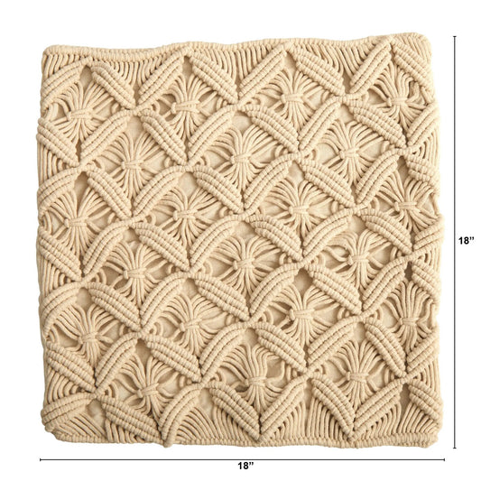 18” Boho Diamond Woven Macrame Decorative Pillow Cover - Tampa Home & Garden Store