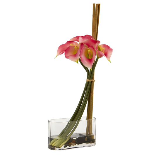 18” Calla Lily with Bamboo Artificial Arrangement - Tampa Home & Garden Store