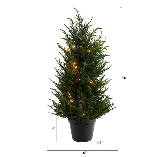 18 inch cedar artificial tree with warm LED lights, UV resistant by Nearly Natural on Tampa Home & Garden Store