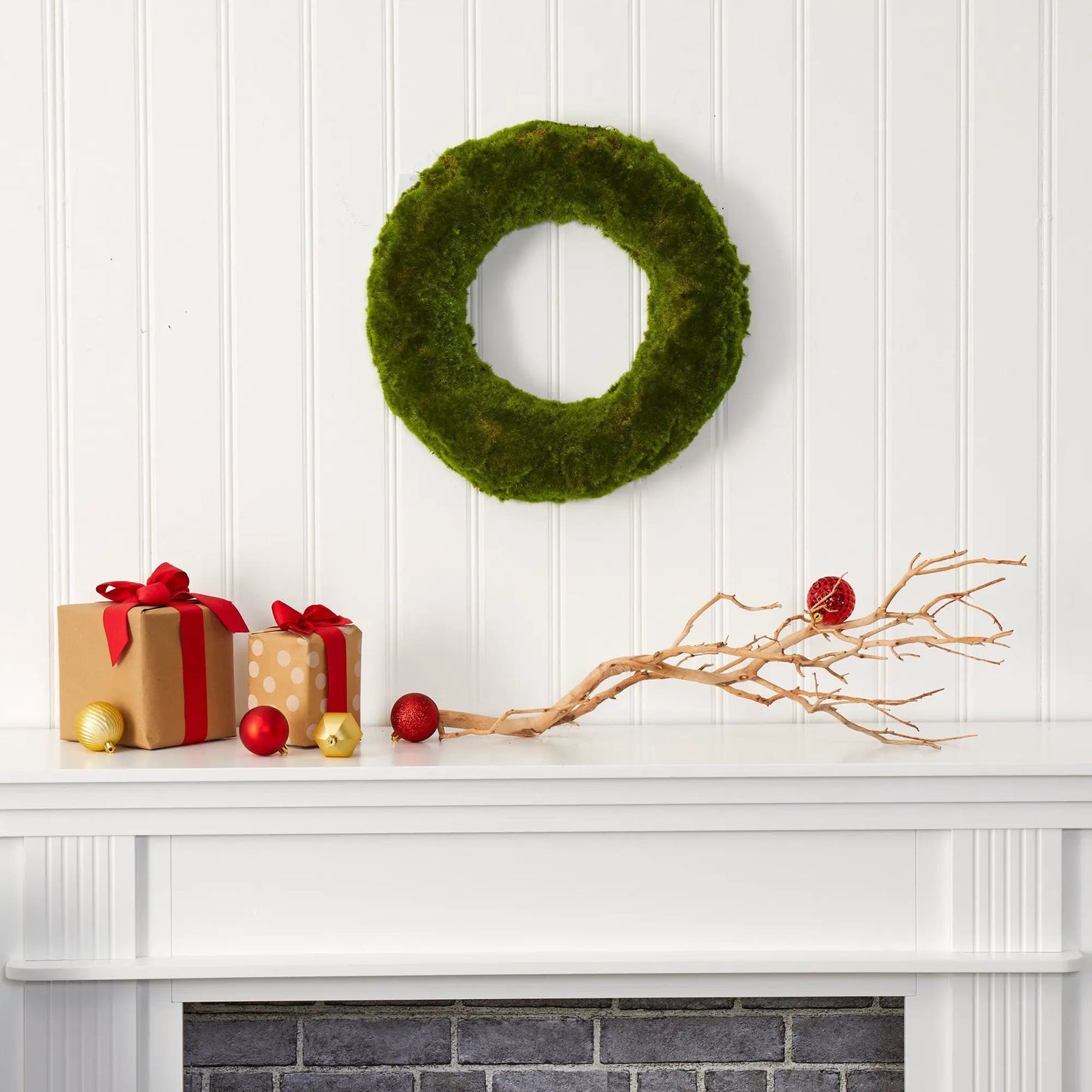 18-inch moss green artificial wreath for home entry, moss ring on Tampa Home & Garden Store