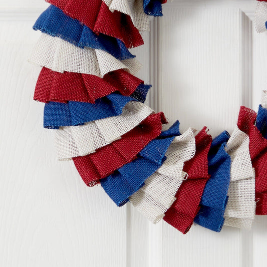 18” Red White and Blue “Americana” Burlap Wreath - Tampa Home & Garden Store