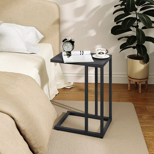 C-Shaped Side Table with Adjustable Foot Pads in dark gray metal DirectDeals on Tampa Home & Garden Store