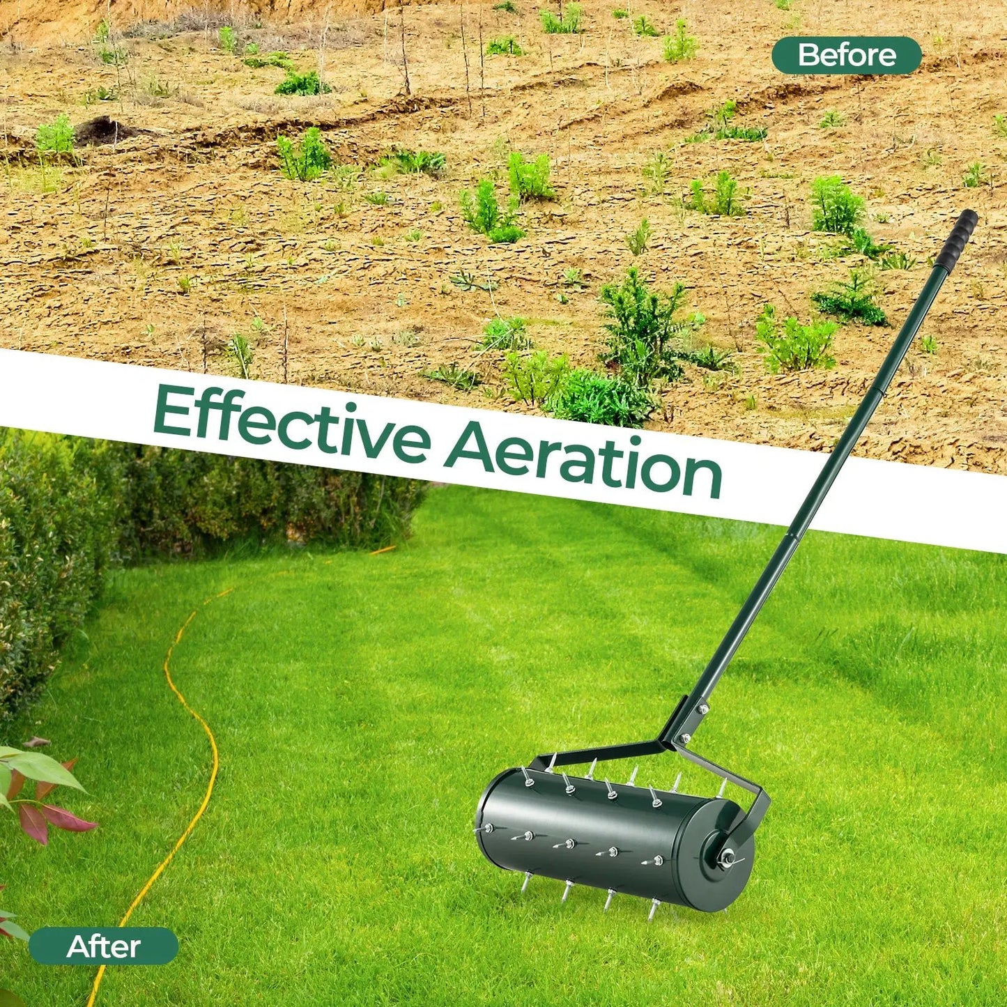 18/21 Inch Manual Lawn Aerator with Detachable Handle Filled with Sand or Stone-18 inches - Tampa Home & Garden Store