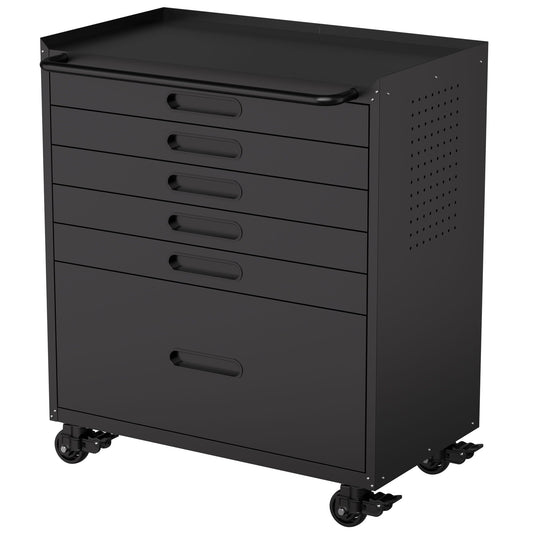 HouseOfZazla rolling tool cabinet, heavy-duty black metal storage with lockable doors and casters on Tampa Home & Garden Store