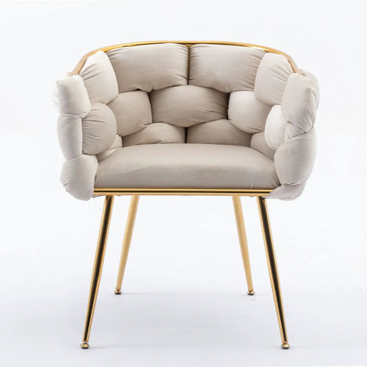 Luxury modern velvet single sofa chair beige with gold metal legs armchair on Tampa Home & Garden Store