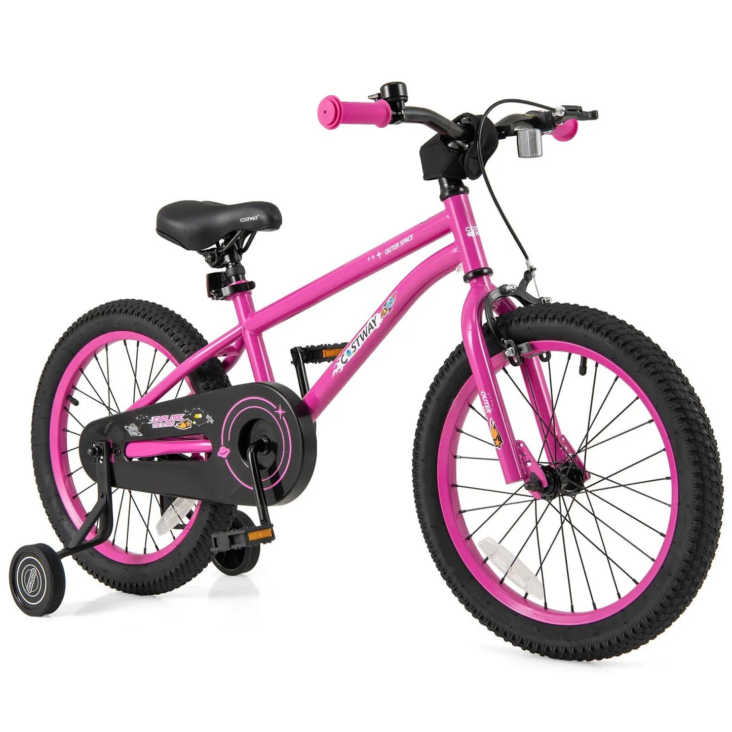 16 Inch Kids Bike with Adjustable Training Wheels pink, Costway saddle, DirectDeals on Tampa Home & Garden Store