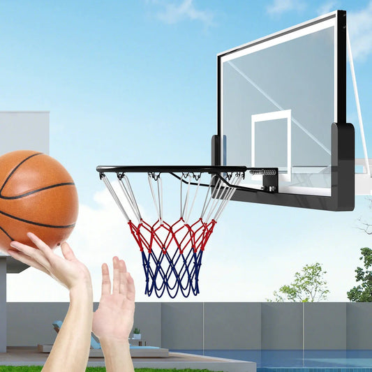 18-inch wall-mount basketball rim replacement with black steel and net on backboard on Tampa Home & Garden Store