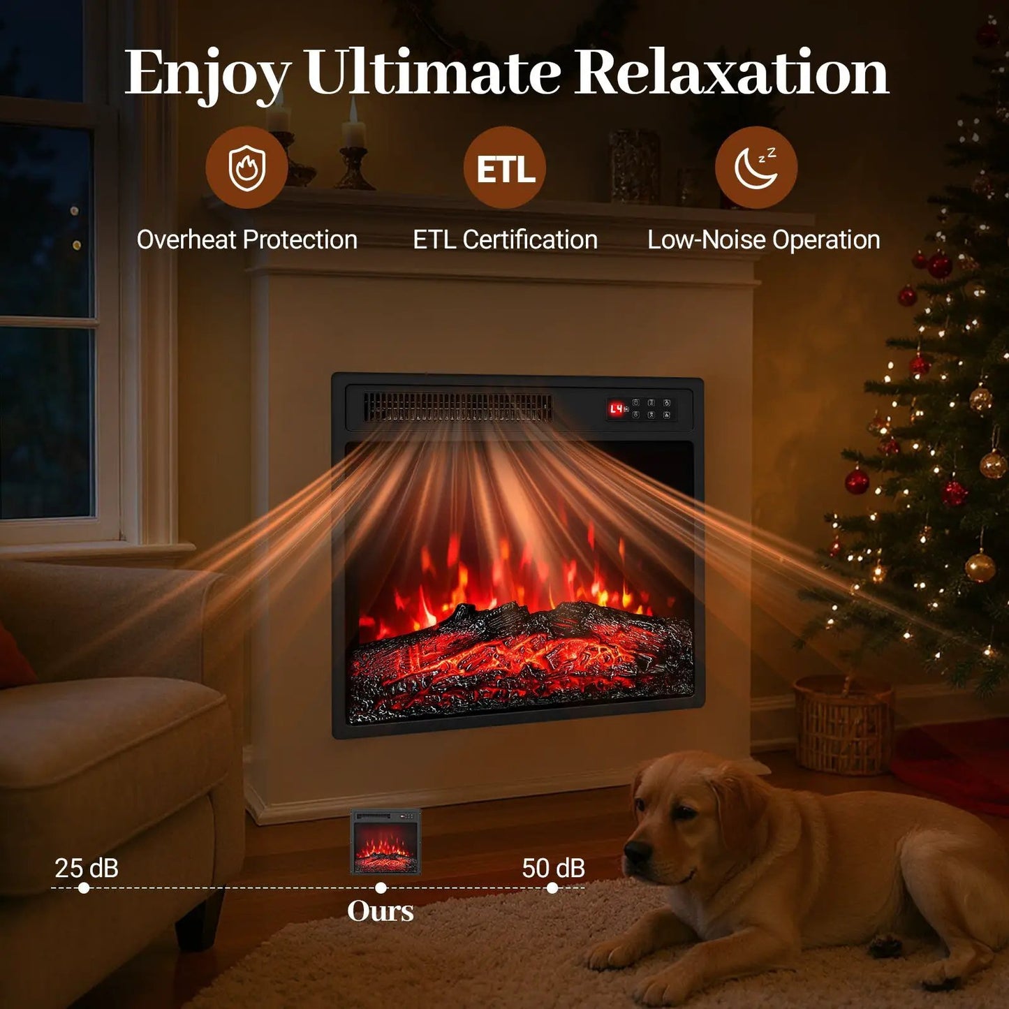 18 Inch electric fireplace insert with remote in black frame flames indoor use DirectDeals on Tampa Home & Garden Store