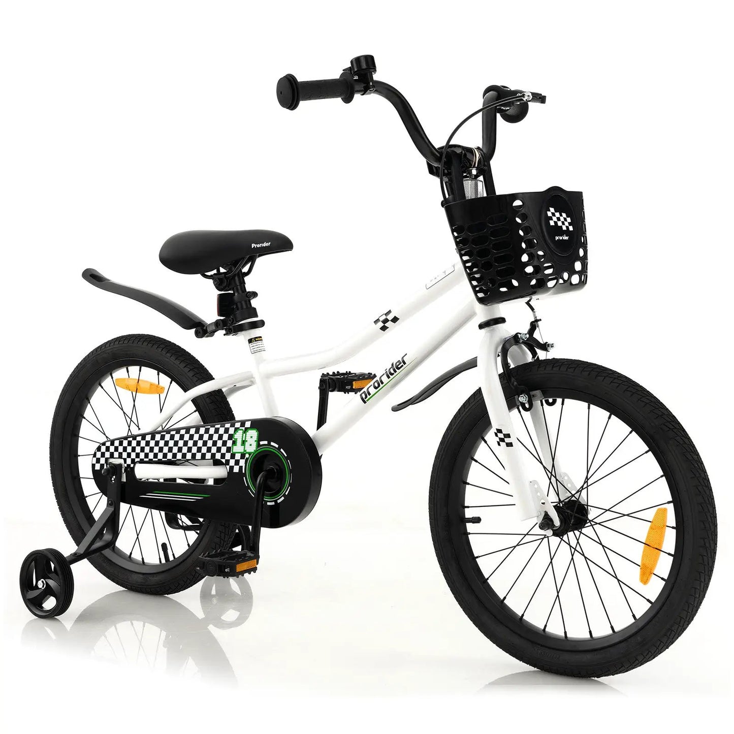 18 Feet Kids Bike with Removable Training Wheels-White - Tampa Home & Garden Store
