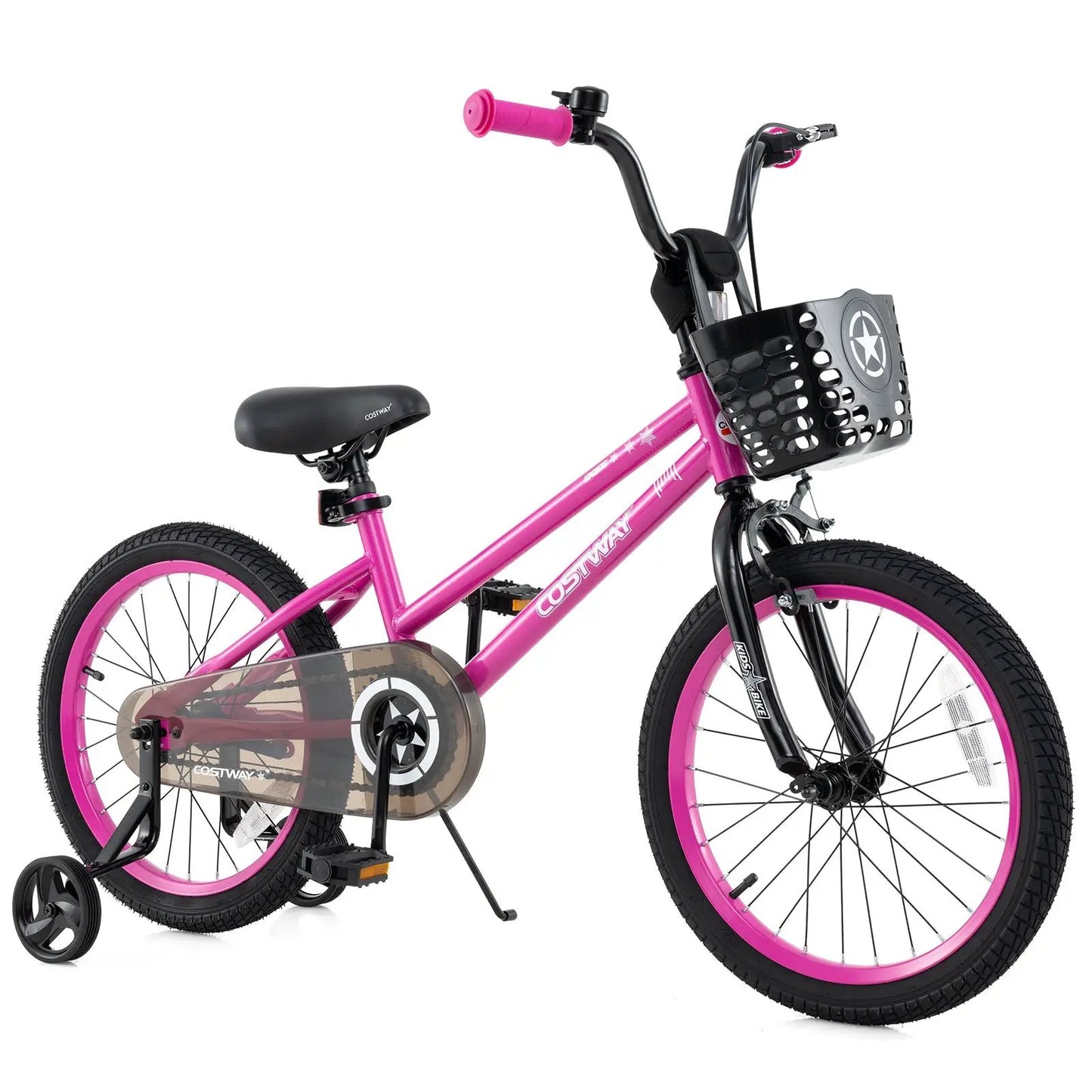 12 Inch Kids Bike Adjustable Bicycle with Front Basket for Children Aged 3-4 Years Old - Tampa Home & Garden Store