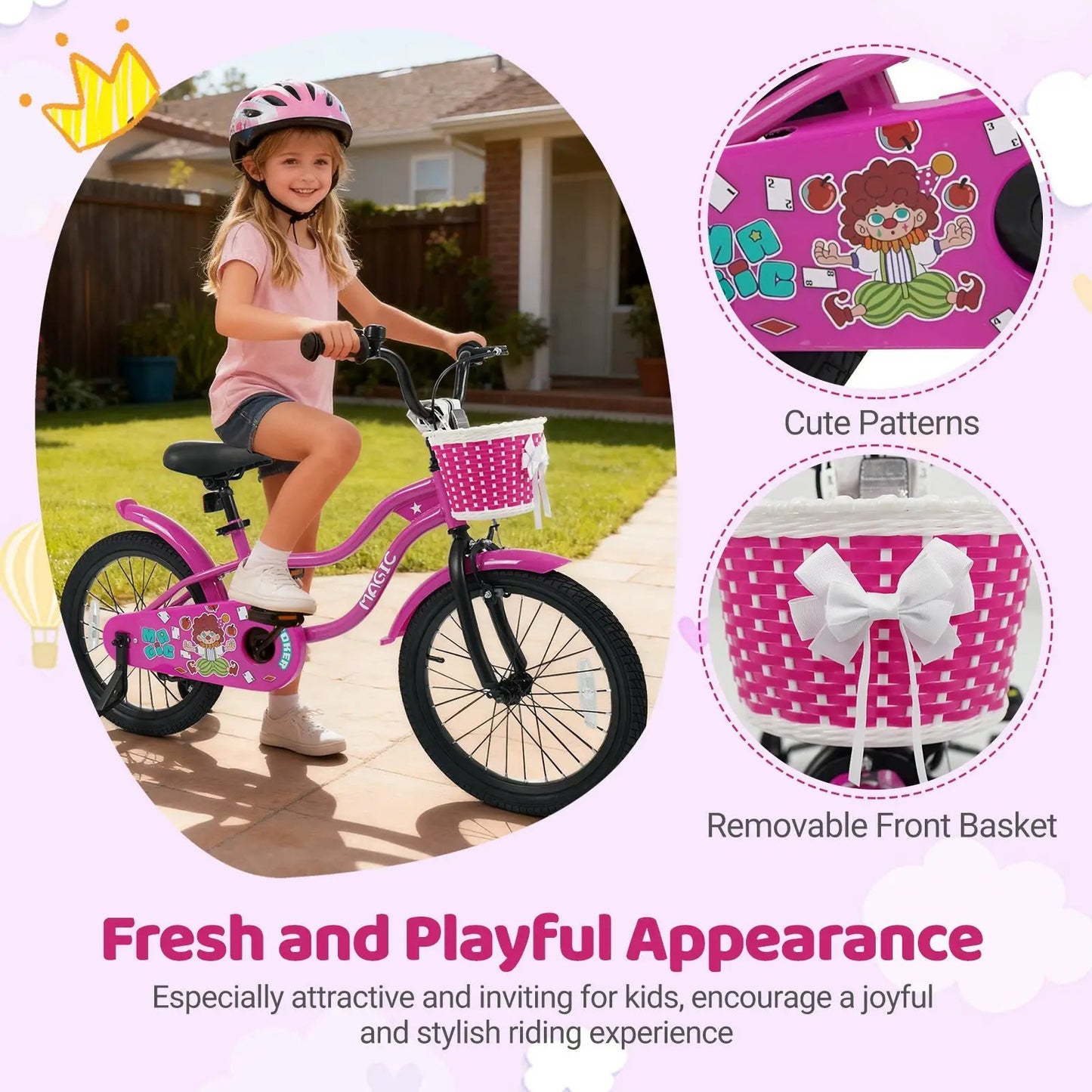 Kids Bike With Training Wheels 12 to 18 Inch Rose