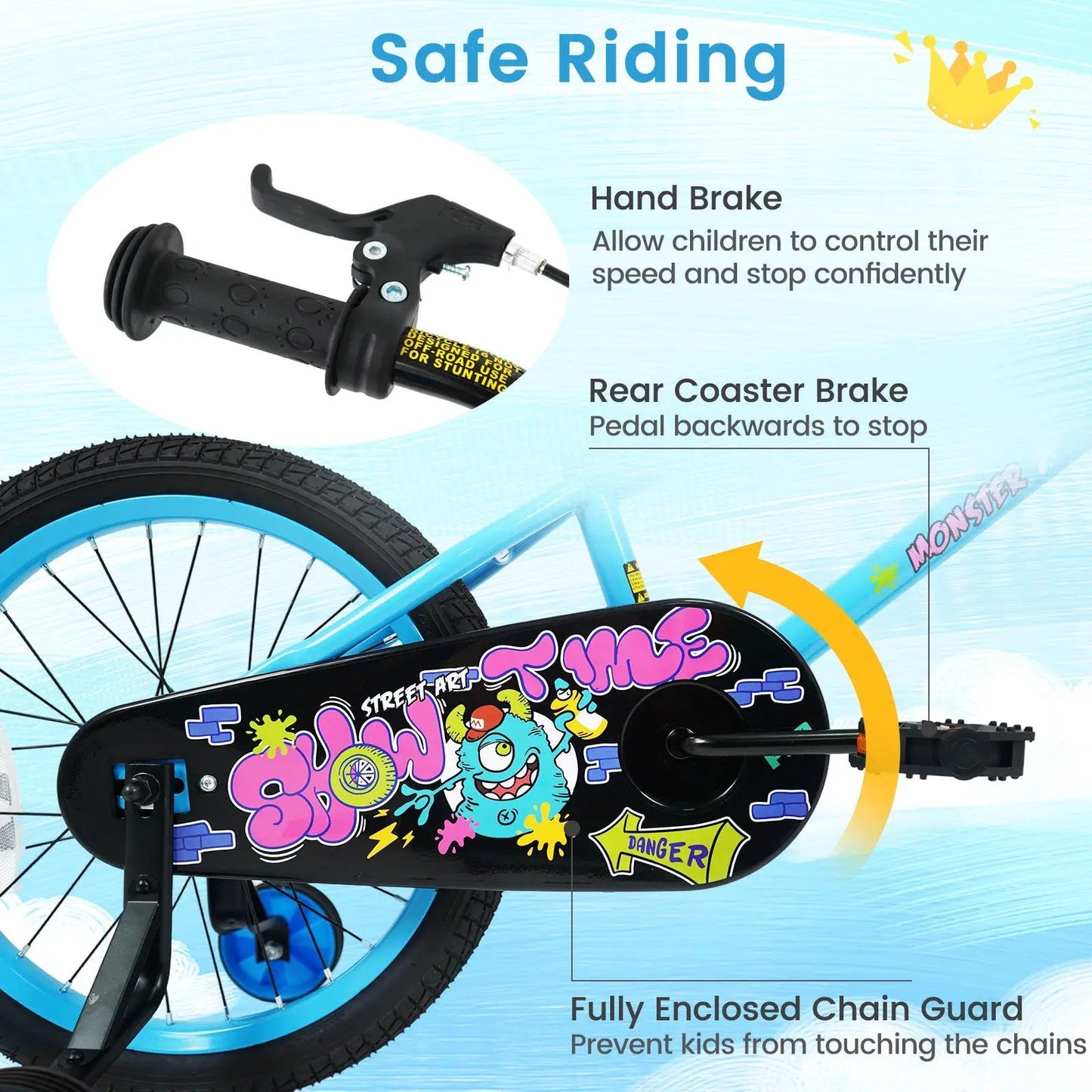 Kids Bike Sixteen Inch Training Wheels For Ages 4