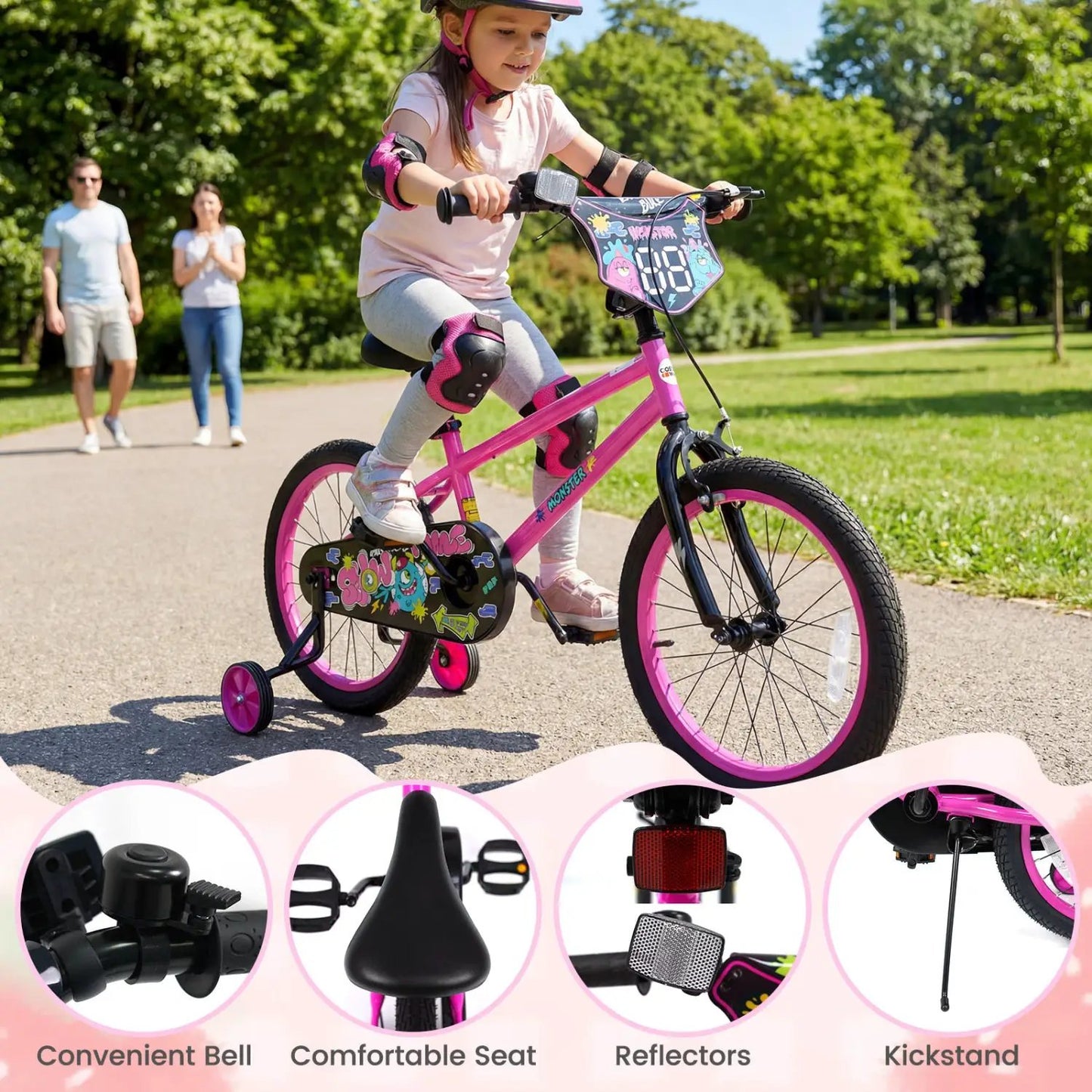 Kids Bike with Training Wheels 12 to 18 Inch Pink